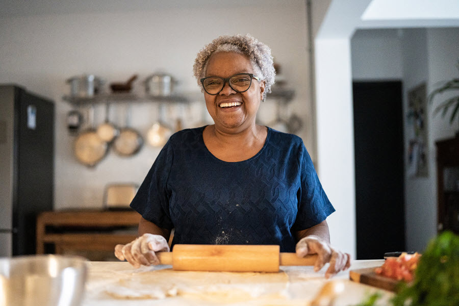 Senior woman with a rolling pin